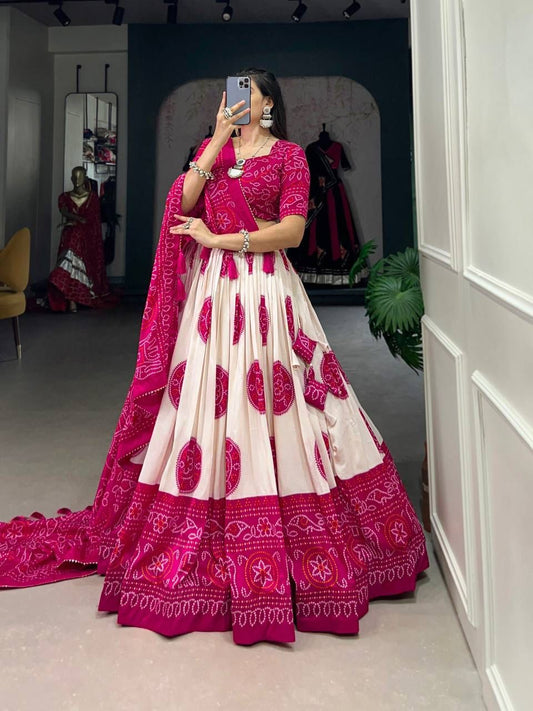 TRADITIONAL BANDHEJ PRINT LEHENGA CHOLI