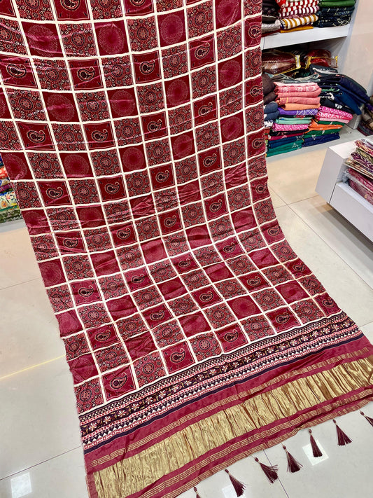 Ajrakh Silk Dupatta