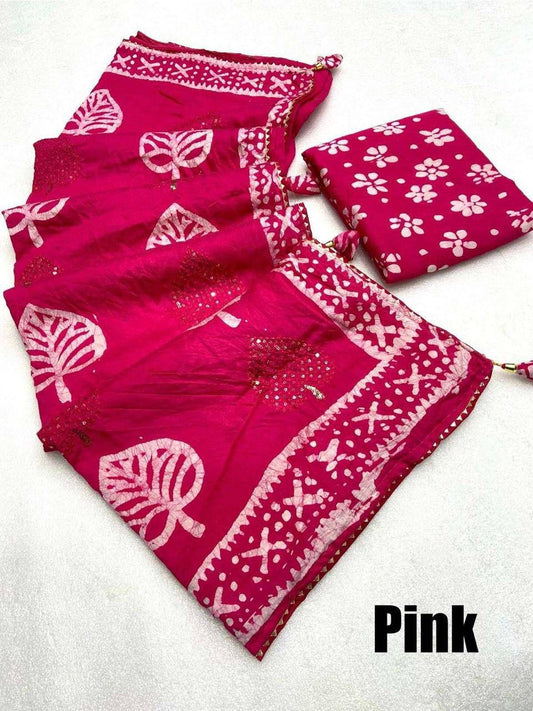 Batik print seqance star Party Wear Saree