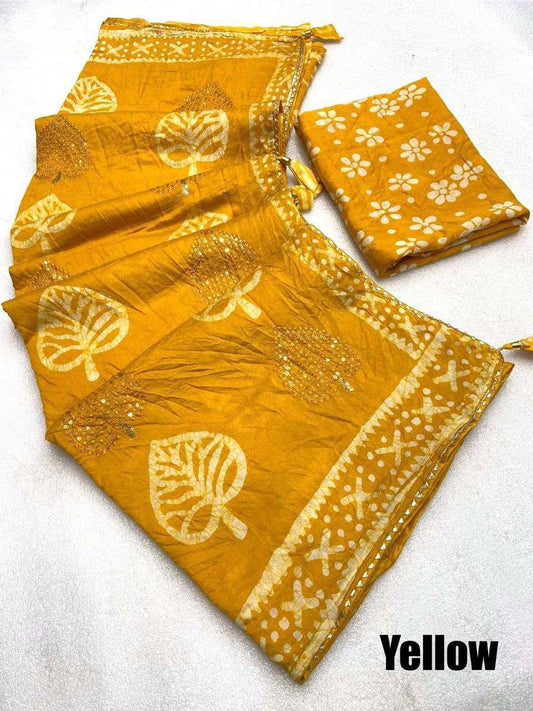 Batik print seqance star Party Wear Saree