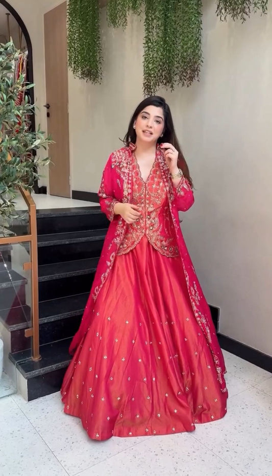 Classic Festive Look: Lehenga Choli with Designer Shrugā
