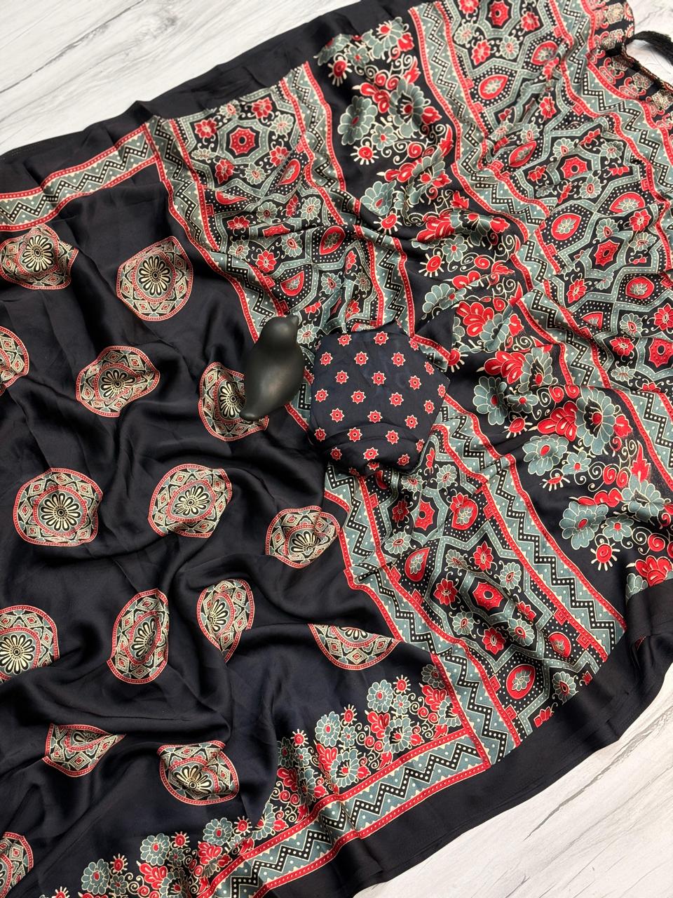 KAMDHENU JAPAN SATIN SILK SAREE