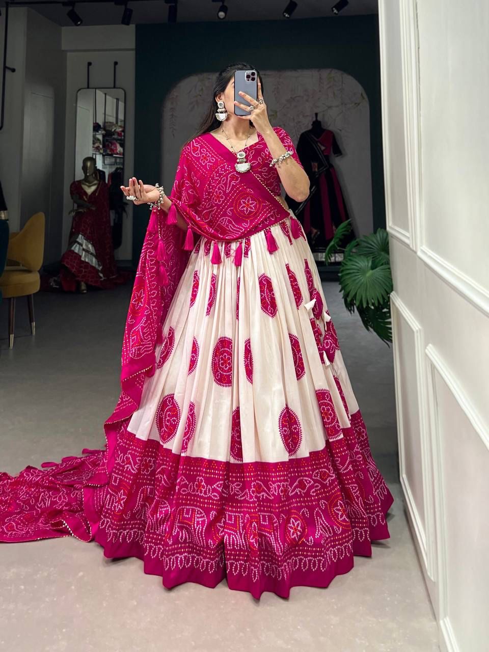 TRADITIONAL BANDHEJ PRINT LEHENGA CHOLI