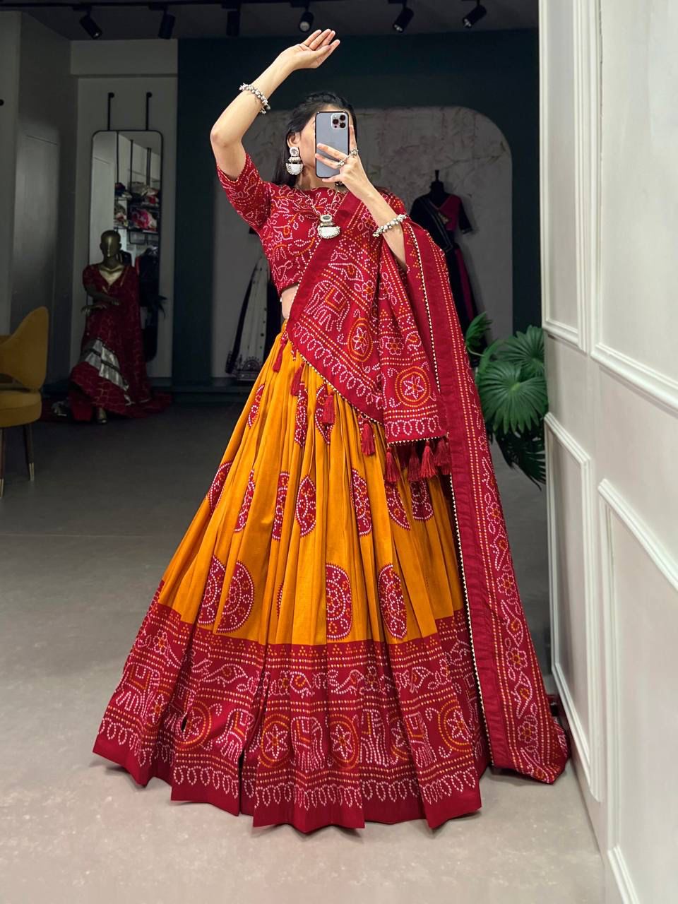 TRADITIONAL BANDHEJ PRINT LEHENGA CHOLI