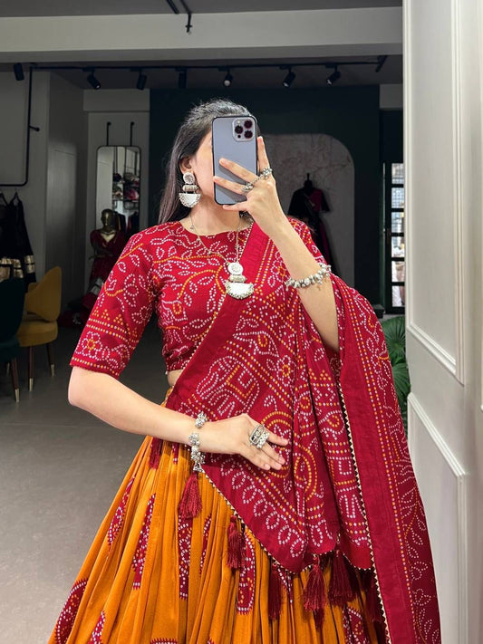 TRADITIONAL BANDHEJ PRINT LEHENGA CHOLI