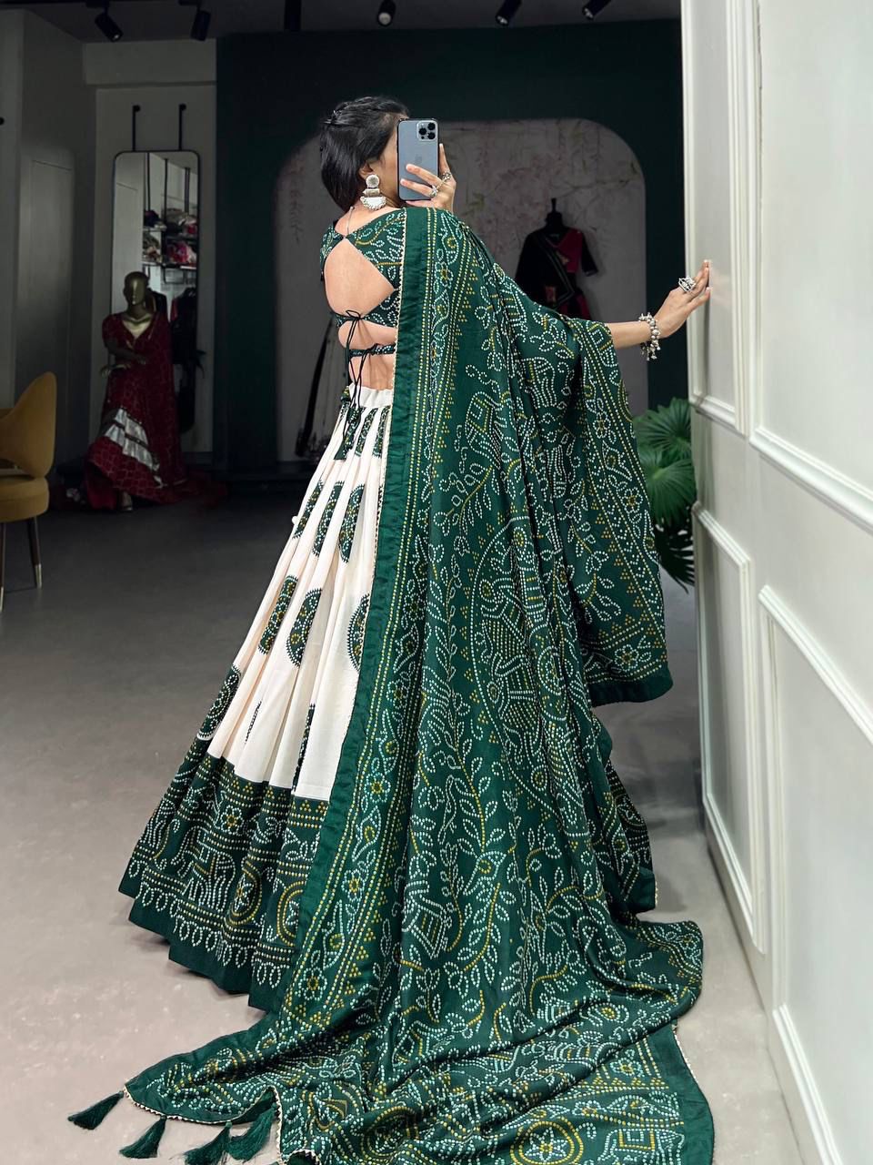 TRADITIONAL BANDHEJ PRINT LEHENGA CHOLI