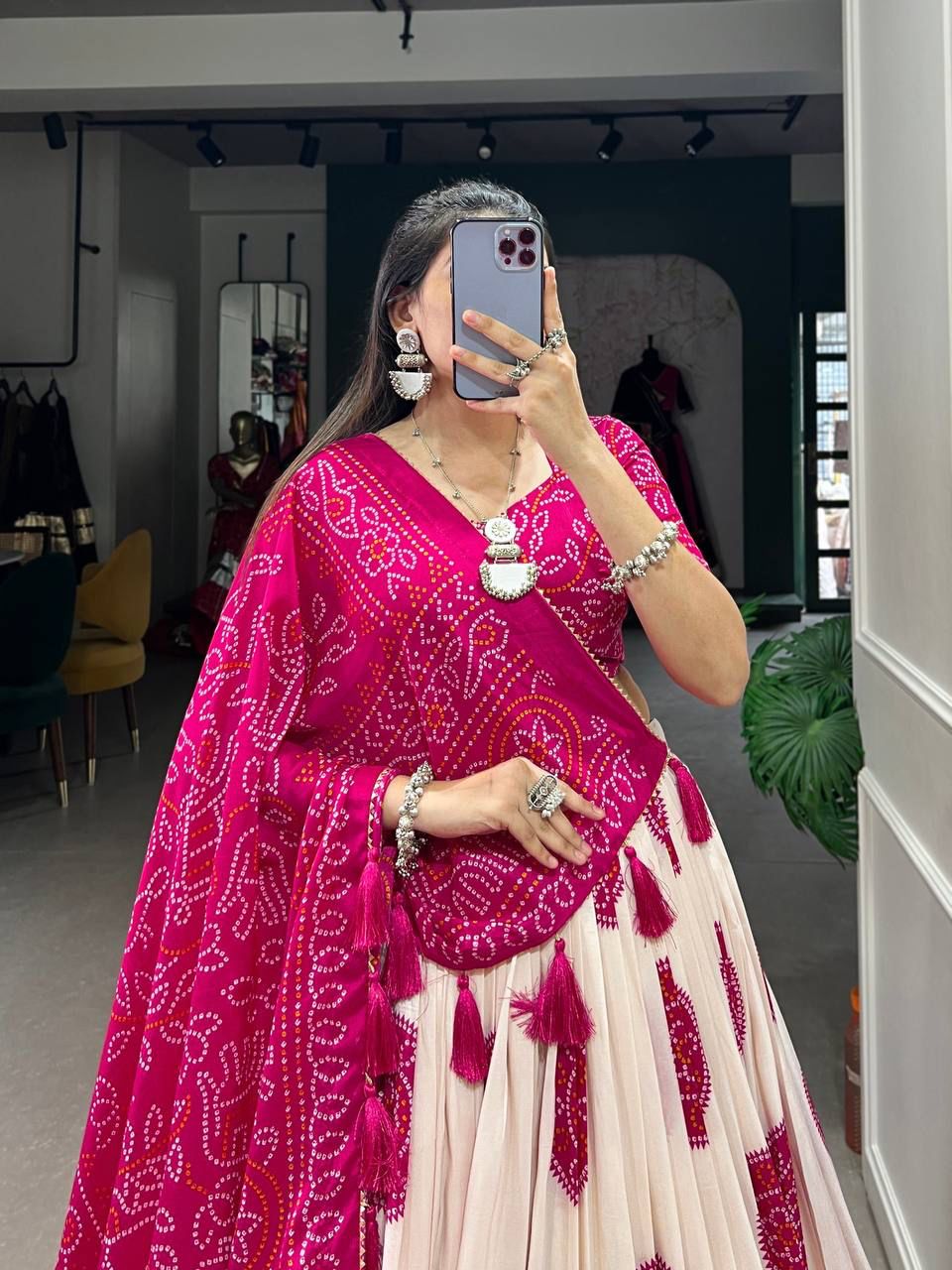 TRADITIONAL BANDHEJ PRINT LEHENGA CHOLI