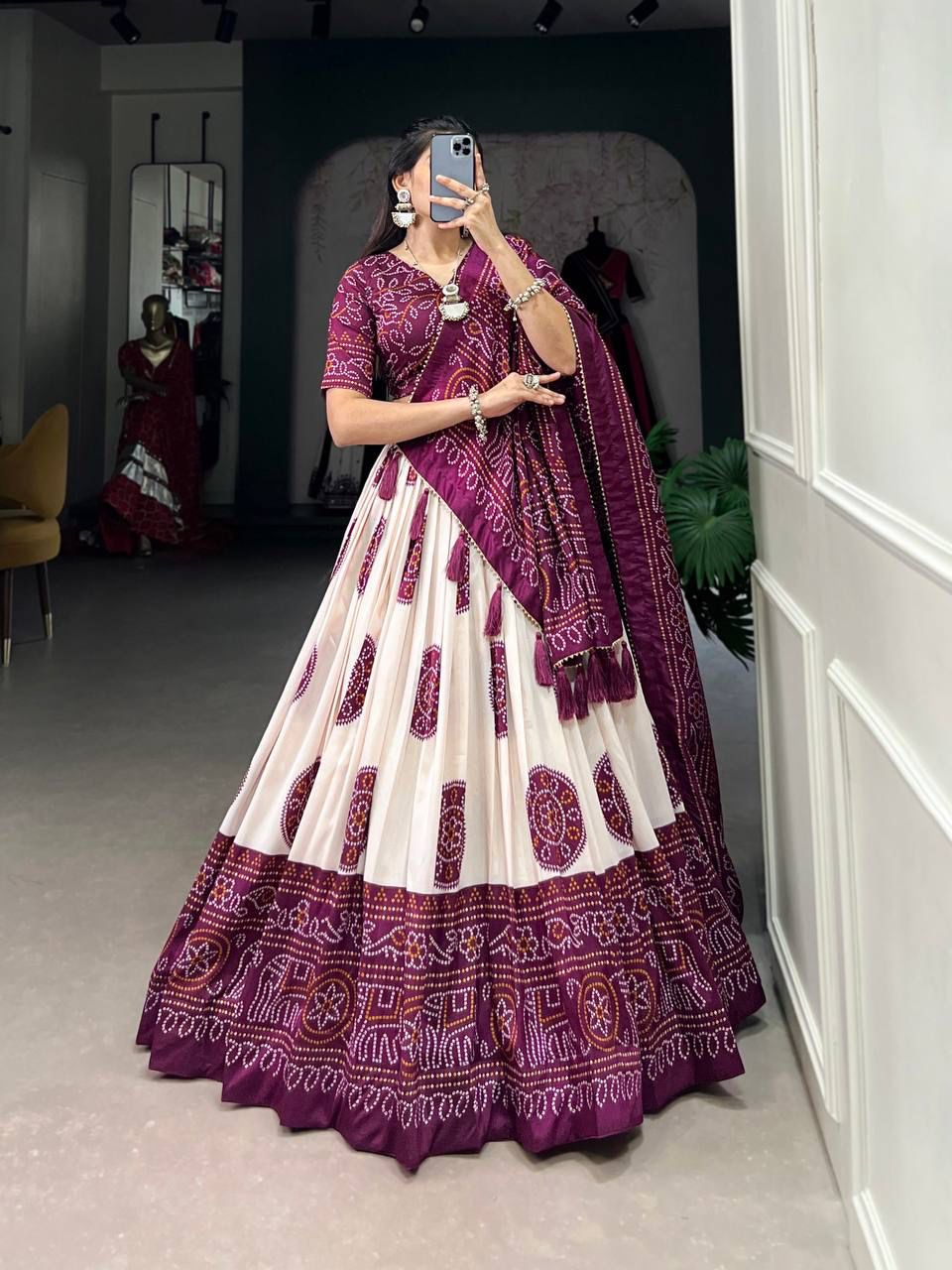 TRADITIONAL BANDHEJ PRINT LEHENGA CHOLI