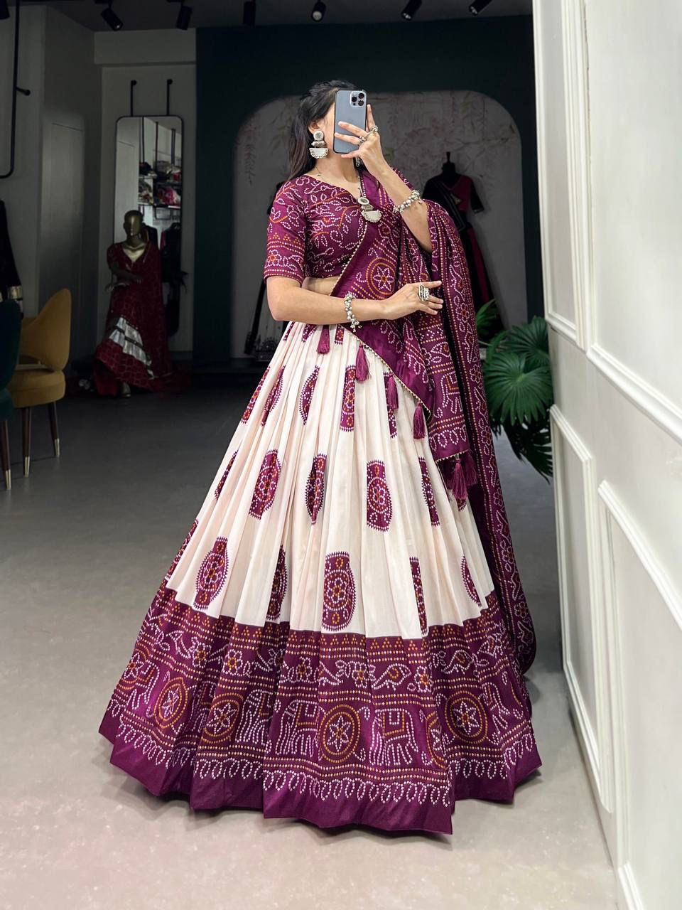 TRADITIONAL BANDHEJ PRINT LEHENGA CHOLI