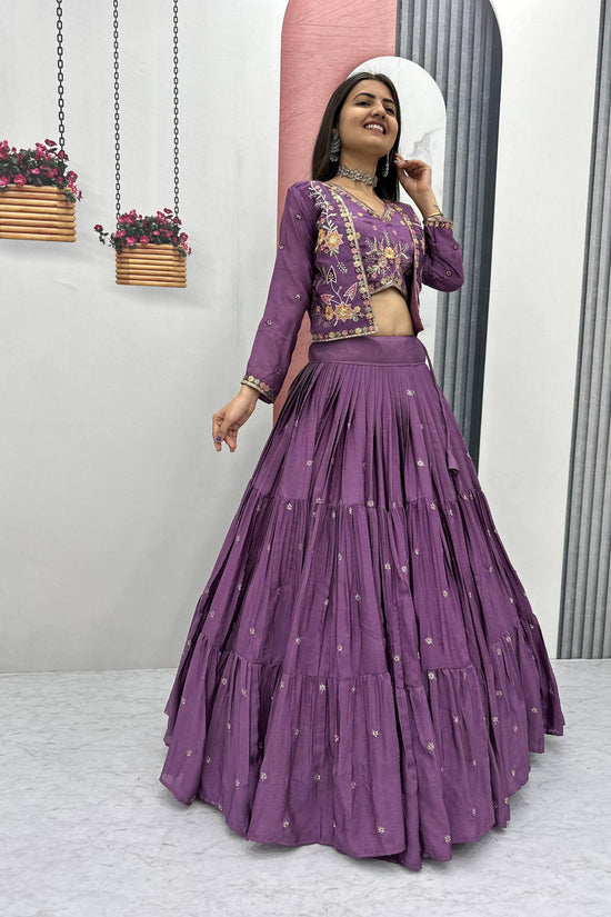 Classic Royal  Lehenga with Floral Embroidery”