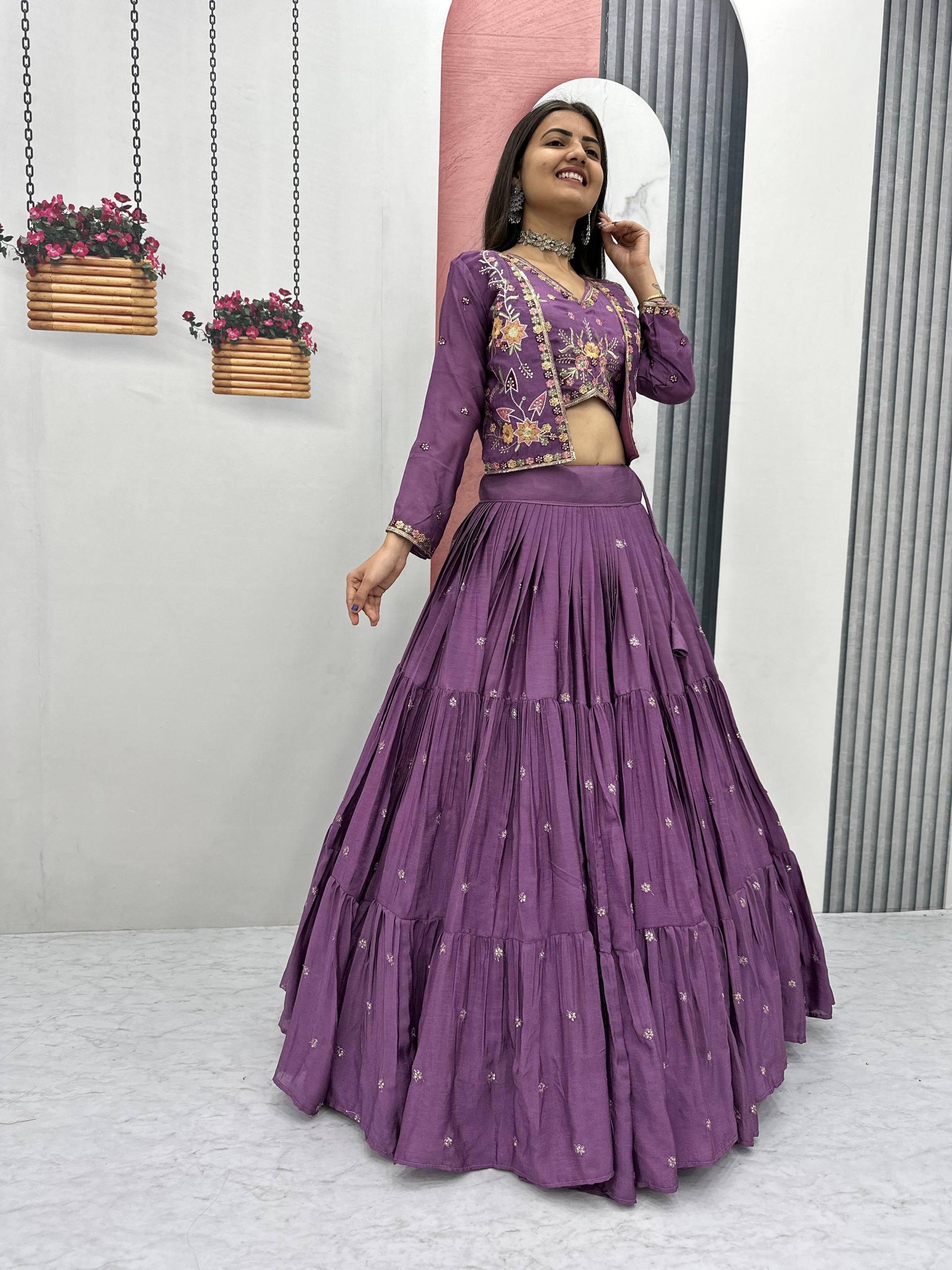 Classic Royal  Lehenga with Floral Embroidery”