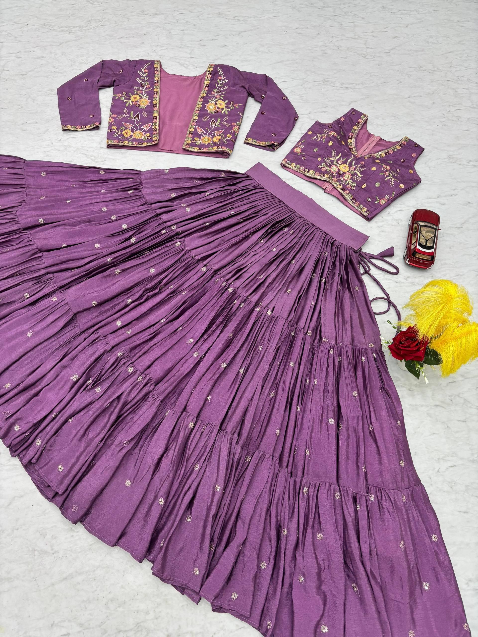 Classic Royal  Lehenga with Floral Embroidery”