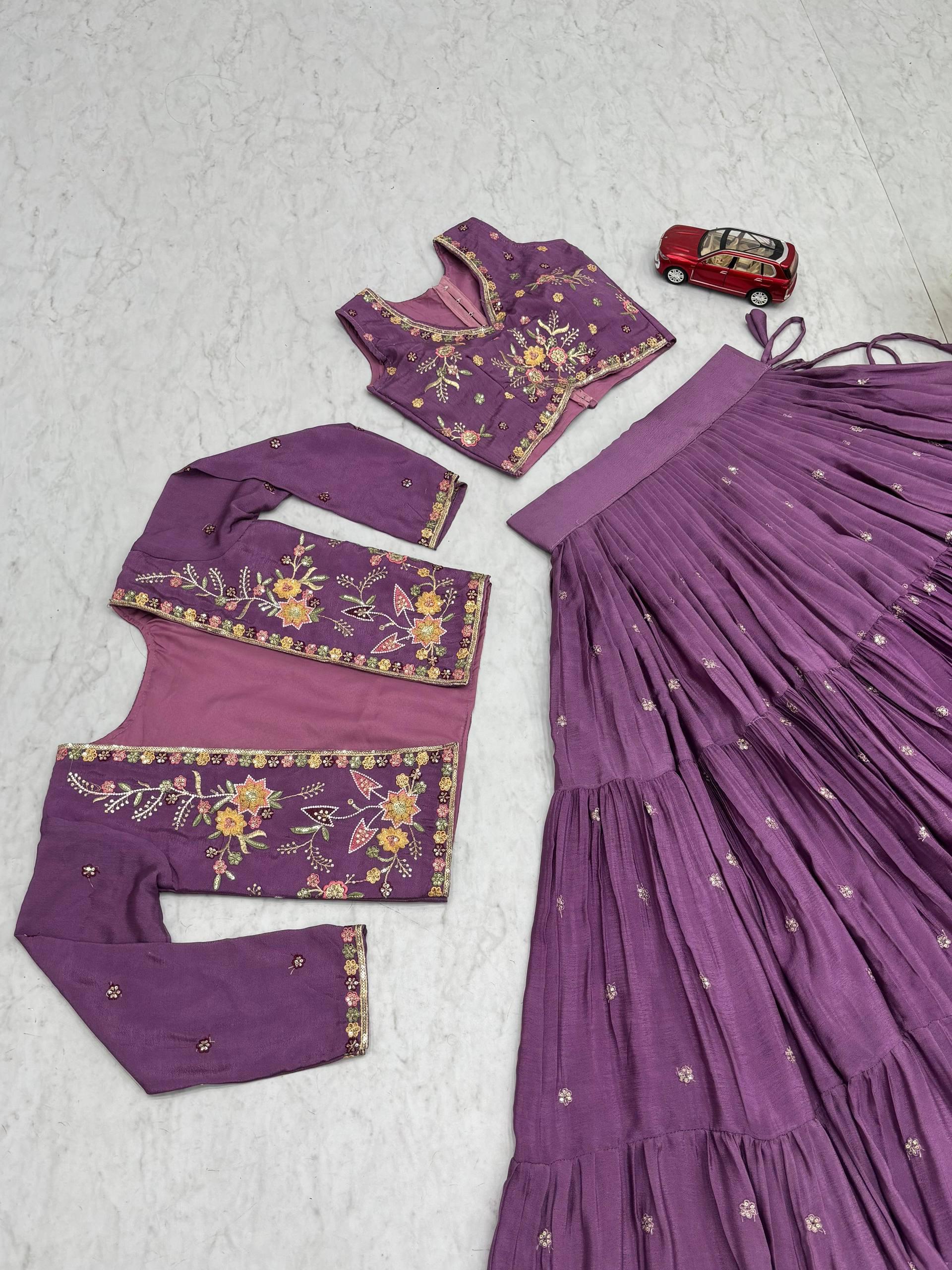 Classic Royal  Lehenga with Floral Embroidery”