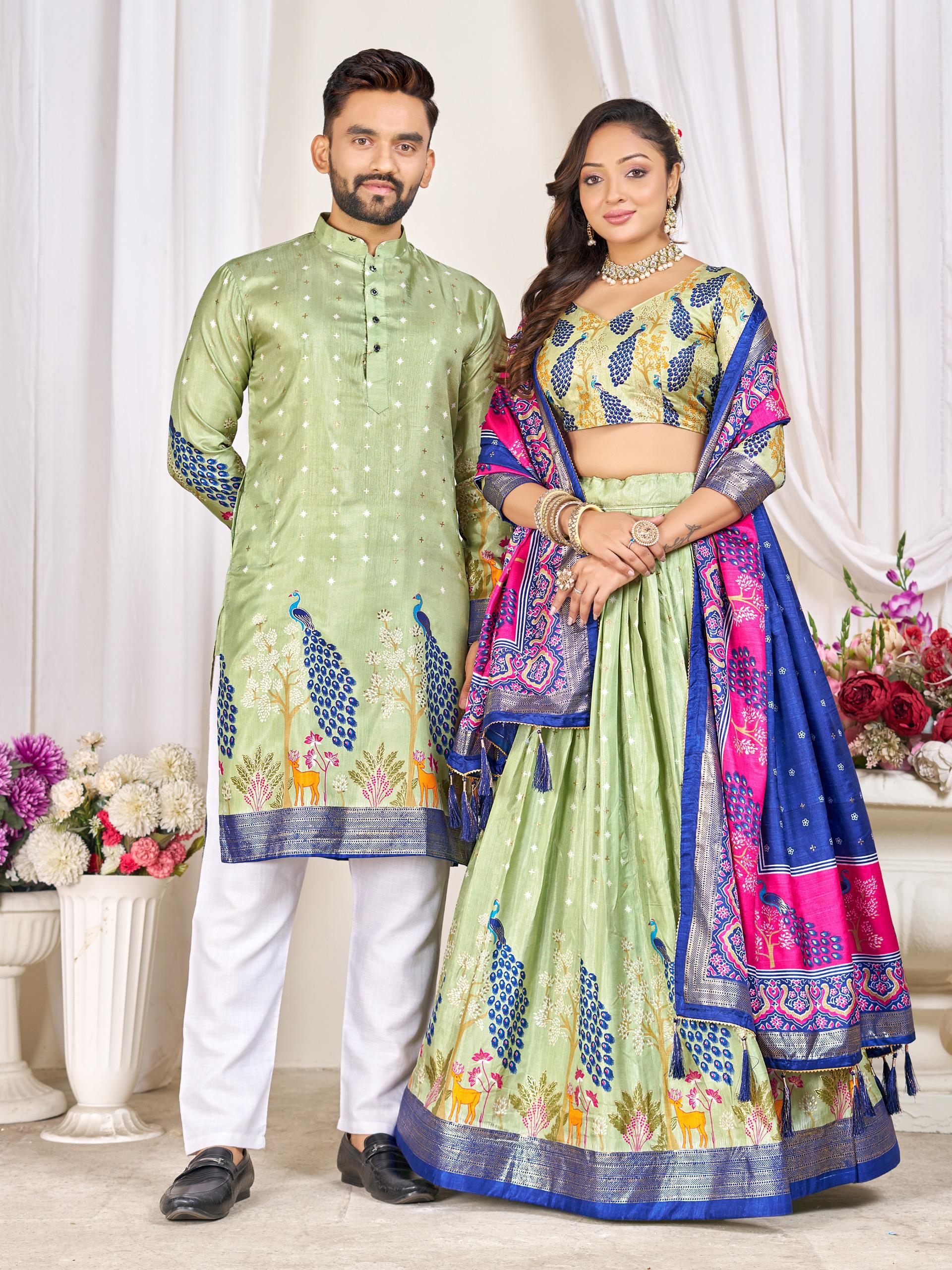Couple Combo (Men's Kurta & Women Lehenga) For Festival Season👩🏻❤️👨🏼💃🏻