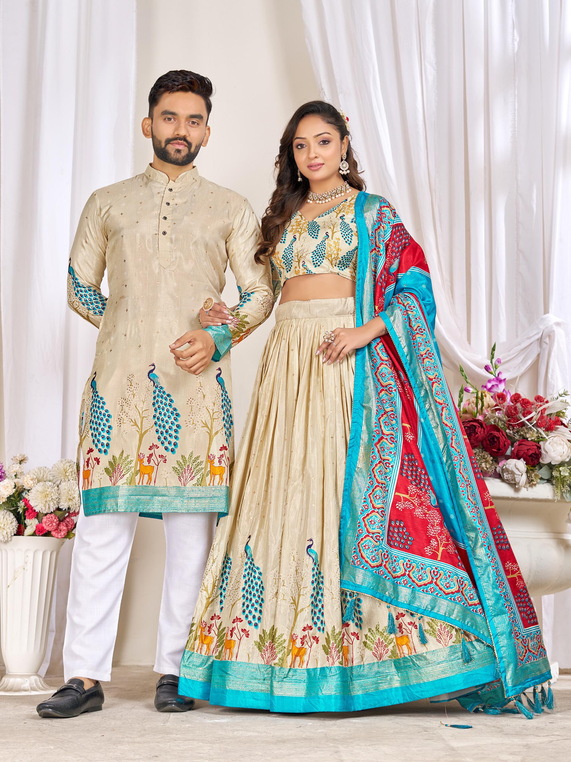 Couple Combo (Men's Kurta & Women Lehenga) For Festival Season👩🏻❤️👨🏼💃🏻