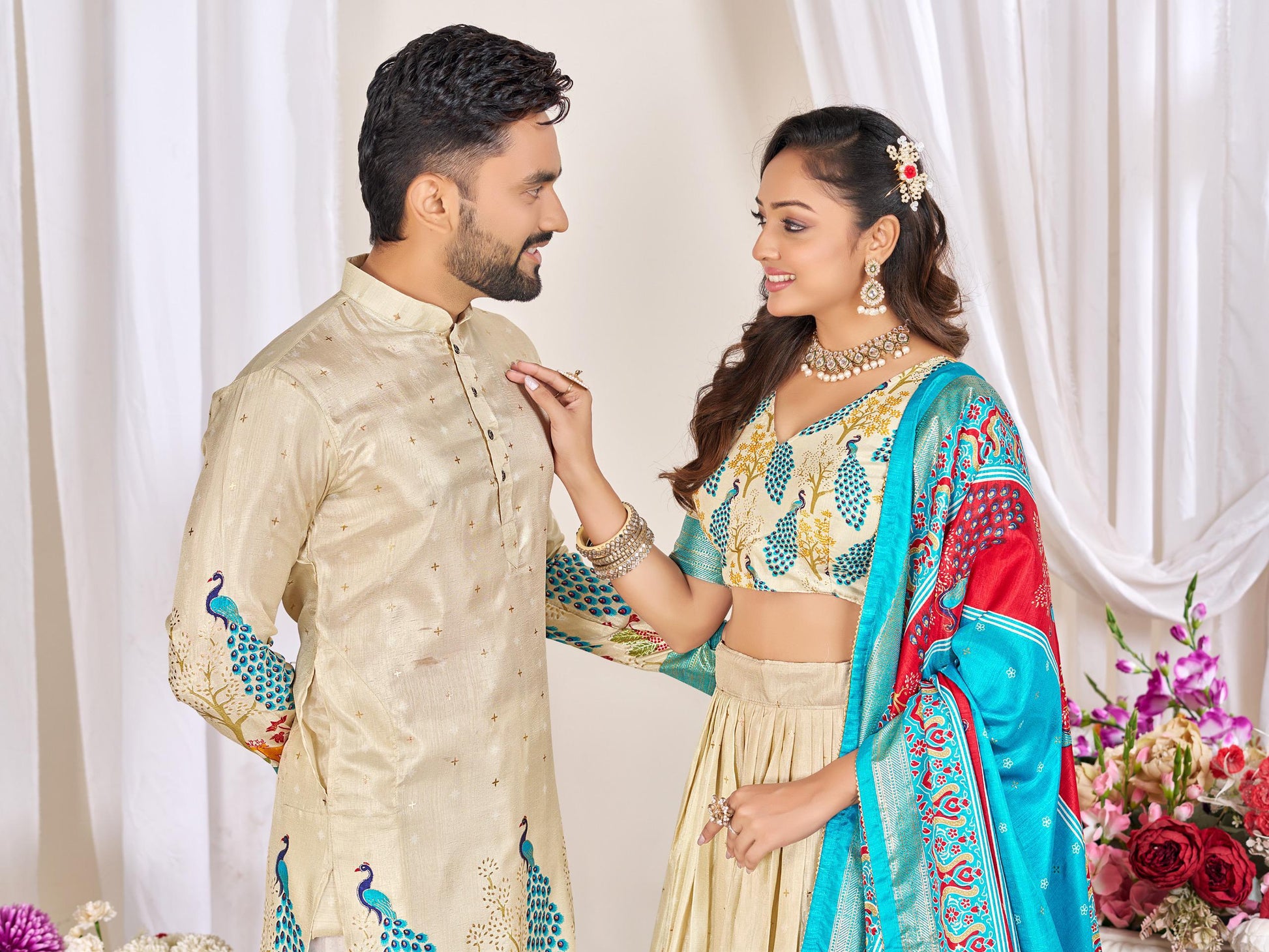 Couple Combo (Men's Kurta & Women Lehenga) For Festival Season👩🏻❤️👨🏼💃🏻