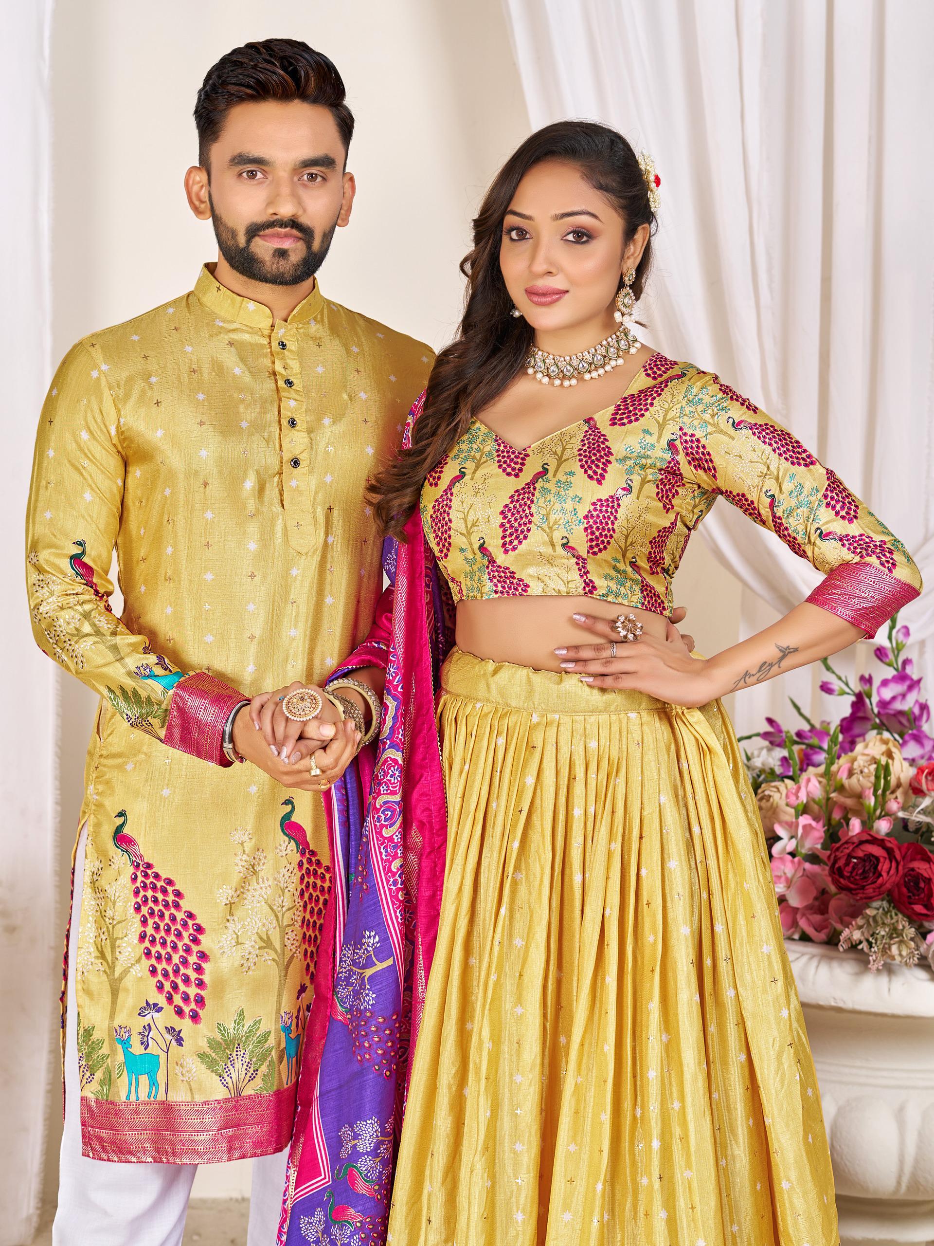 Couple Combo (Men's Kurta & Women Lehenga) For Festival Season👩🏻❤️👨🏼💃🏻