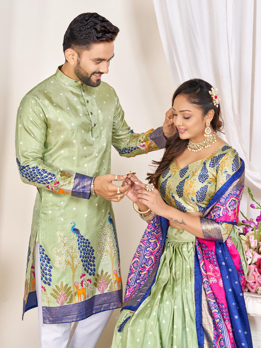Couple Combo (Men's Kurta & Women Lehenga) For Festival Season👩🏻❤️👨🏼💃🏻
