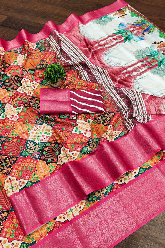 Soft Dola silk Digital Printed Kalamkari sarees