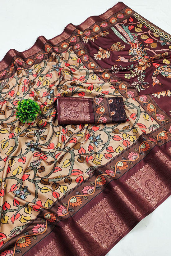 Soft Dola silk Digital Printed Kalamkari sarees