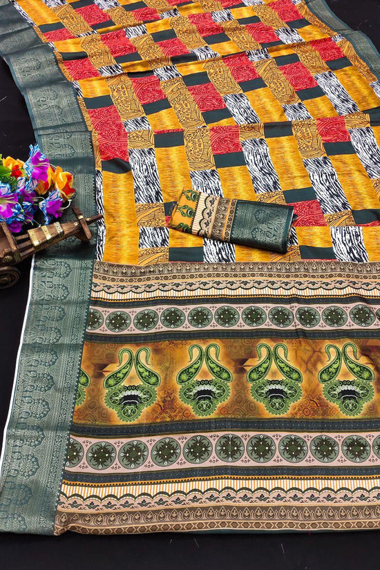 Soft Dola silk Digital Printed Kalamkari sarees