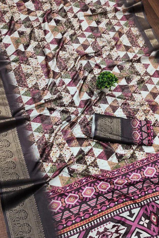 Soft Dola silk Digital Printed Kalamkari sarees