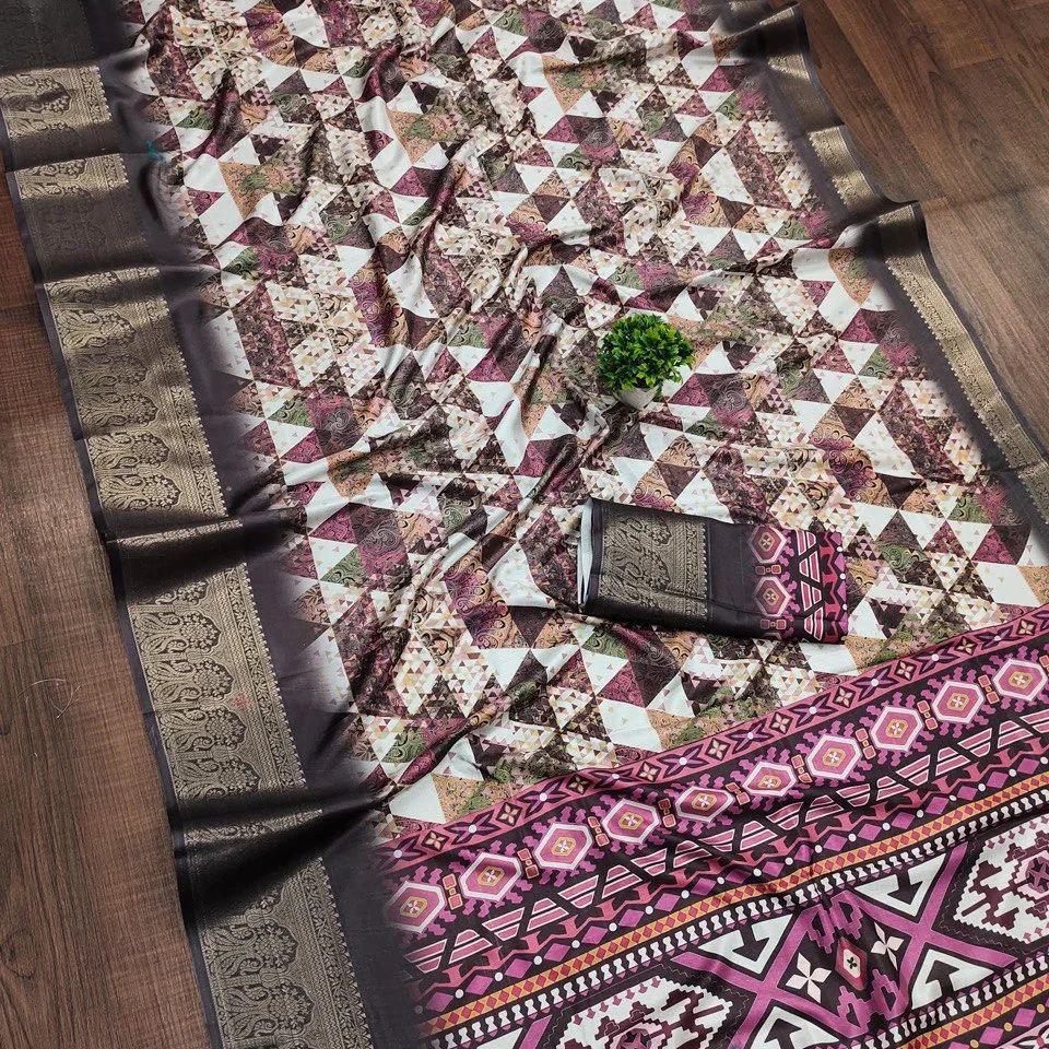 Soft Dola silk Digital Printed Kalamkari sarees