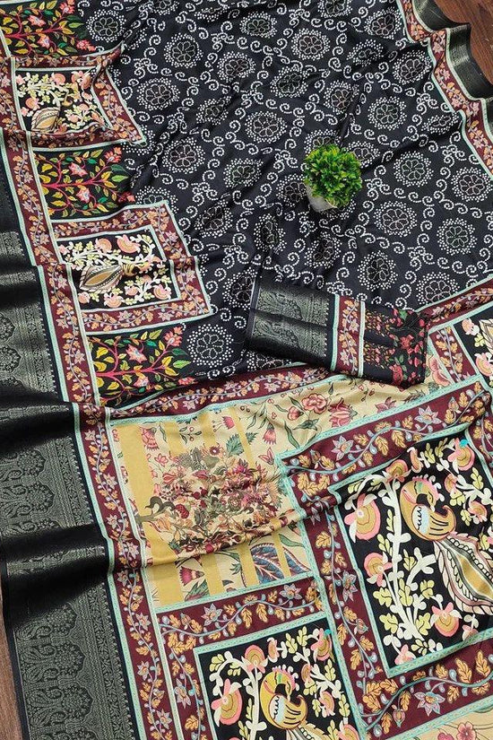 Soft Dola silk Digital Printed Kalamkari sarees