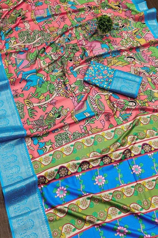 Soft Dola silk Digital Printed Kalamkari sarees