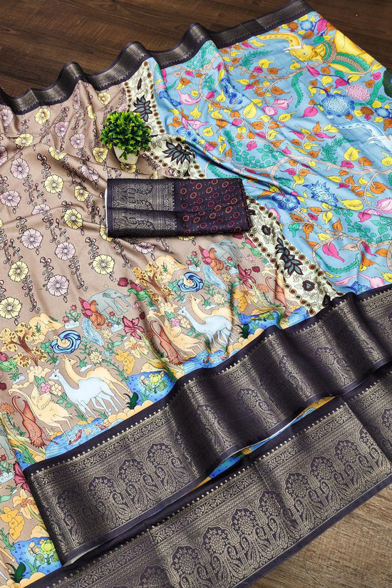 Soft Dola silk Digital Printed Kalamkari sarees