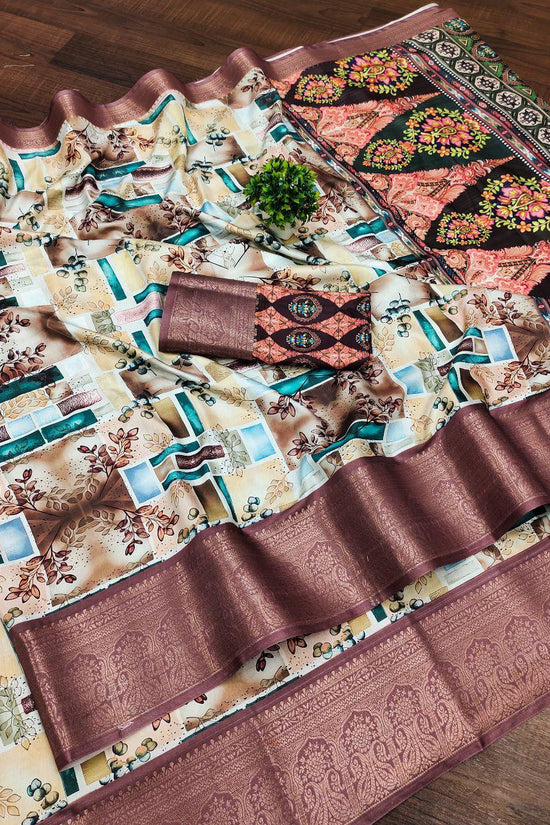 Soft Dola silk Digital Printed Kalamkari sarees