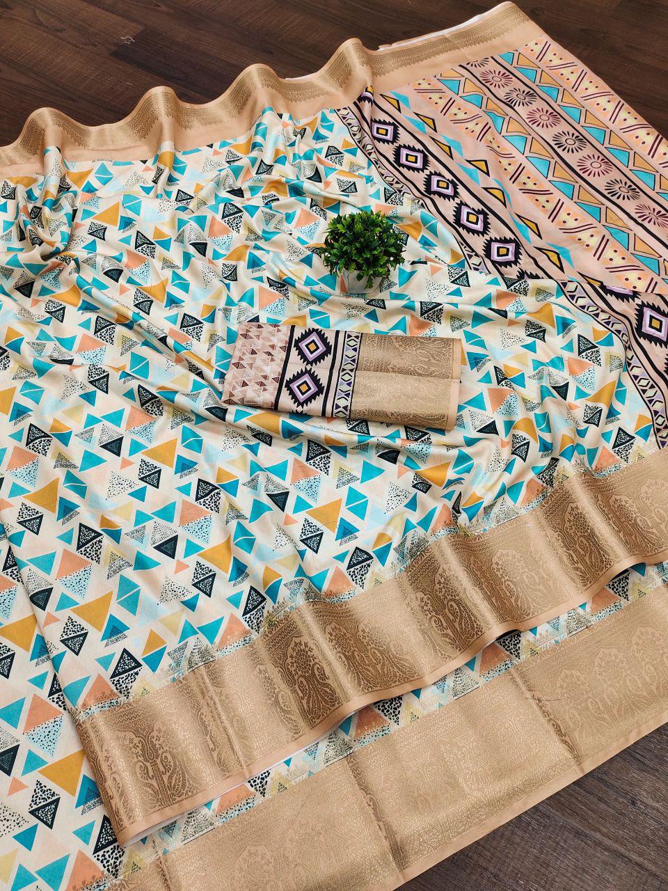 Soft Dola silk Digital Printed Kalamkari sarees