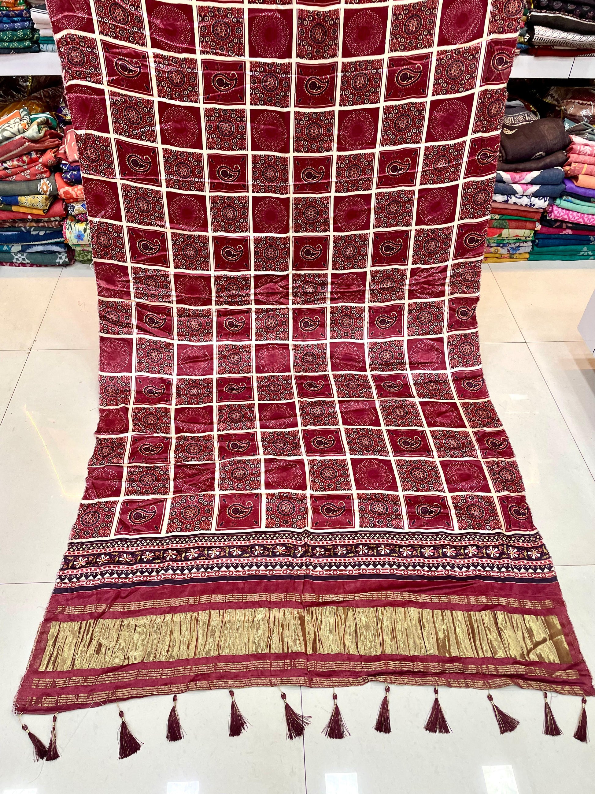 Ajrakh Silk Dupatta