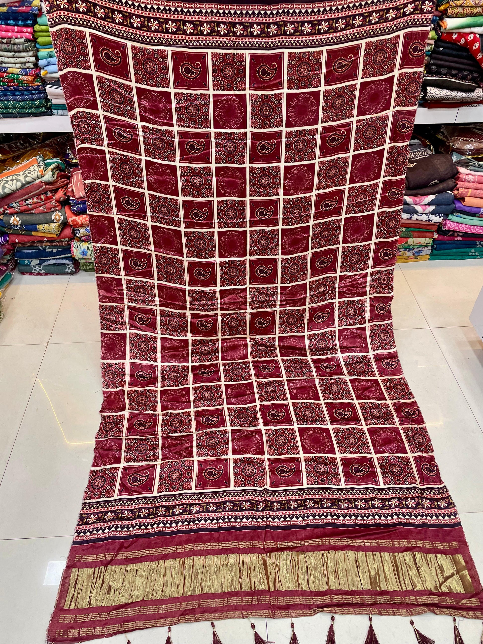 Ajrakh Silk Dupatta