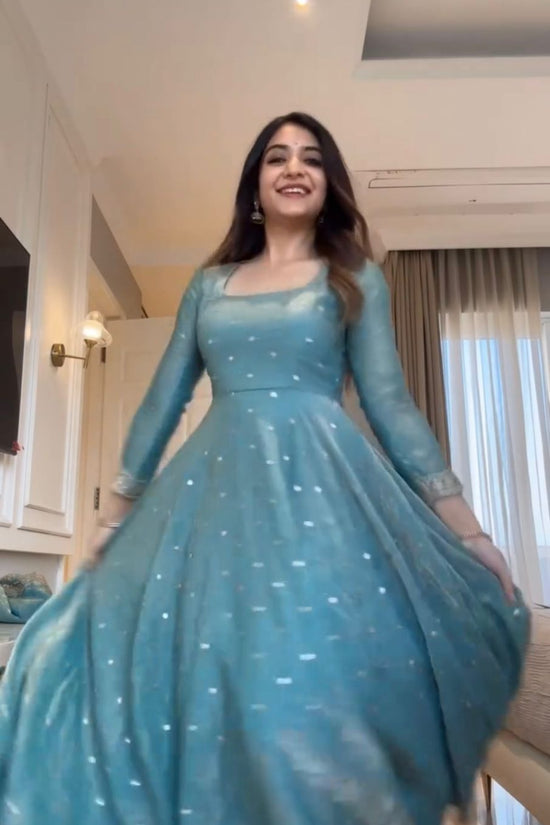Classic Blue Festive and  Party Wear Anarkali Gown Dress