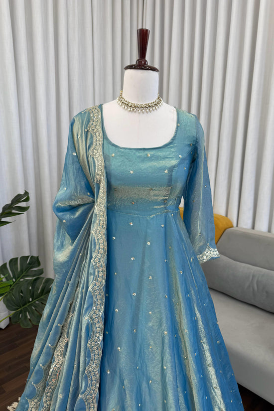 Classic Blue Festive and  Party Wear Anarkali Gown Dress