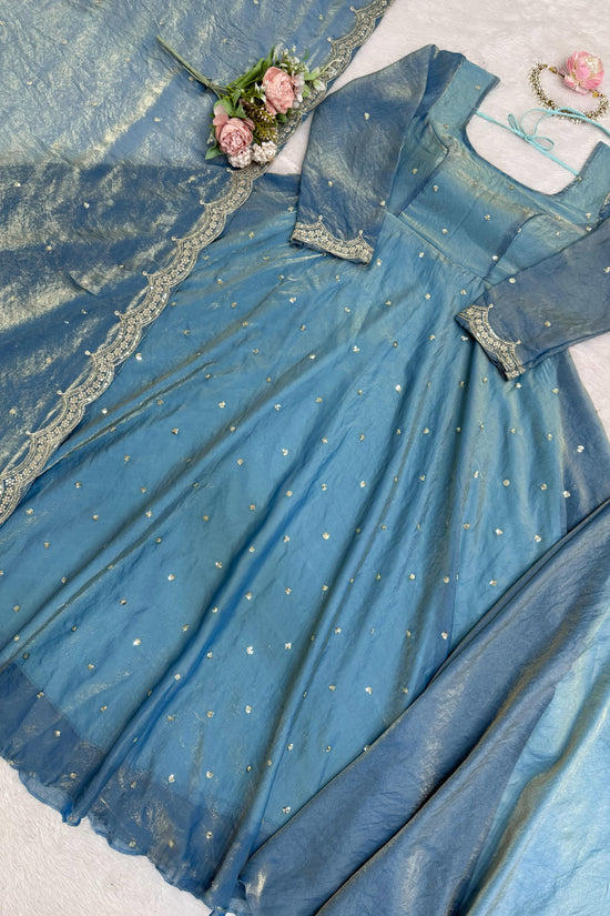 Classic Blue Festive and  Party Wear Anarkali Gown Dress