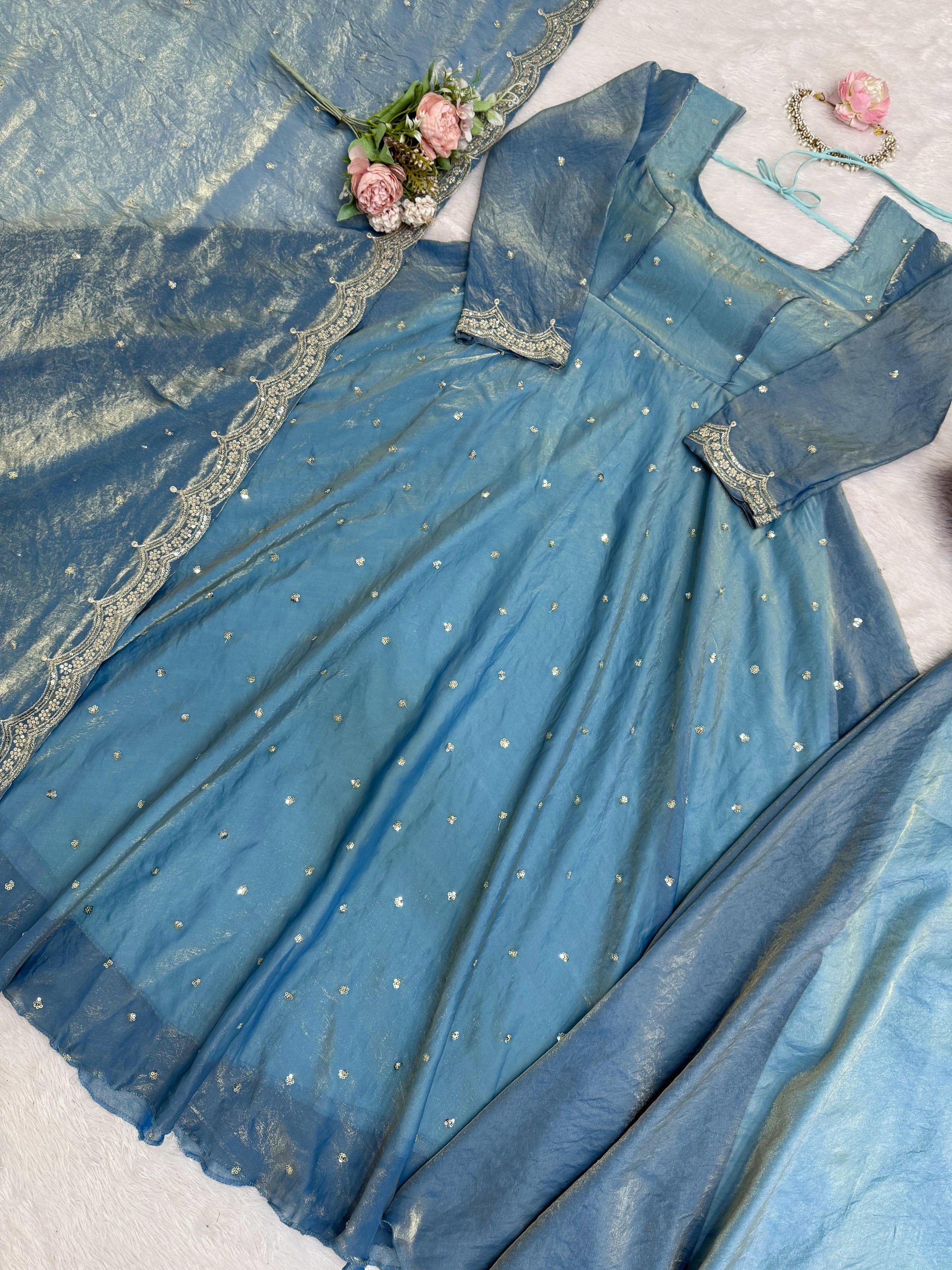 Classic Blue Festive and  Party Wear Anarkali Gown Dress
