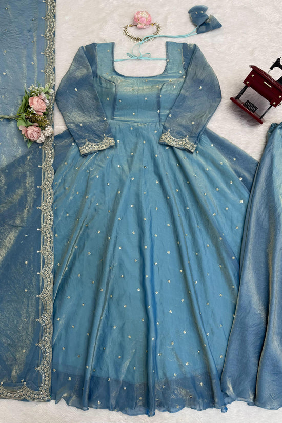 Classic Blue Festive and  Party Wear Anarkali Gown Dress