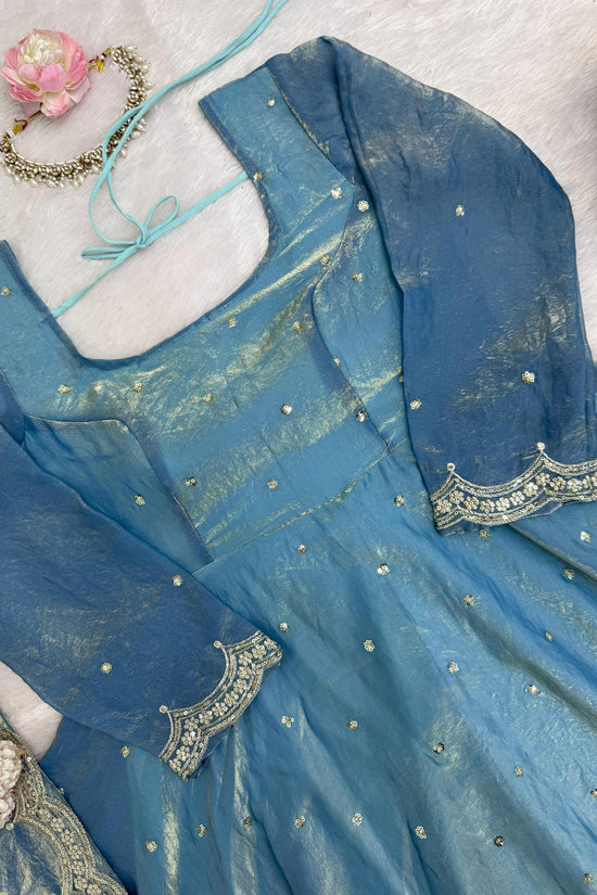 Classic Blue Festive and  Party Wear Anarkali Gown Dress
