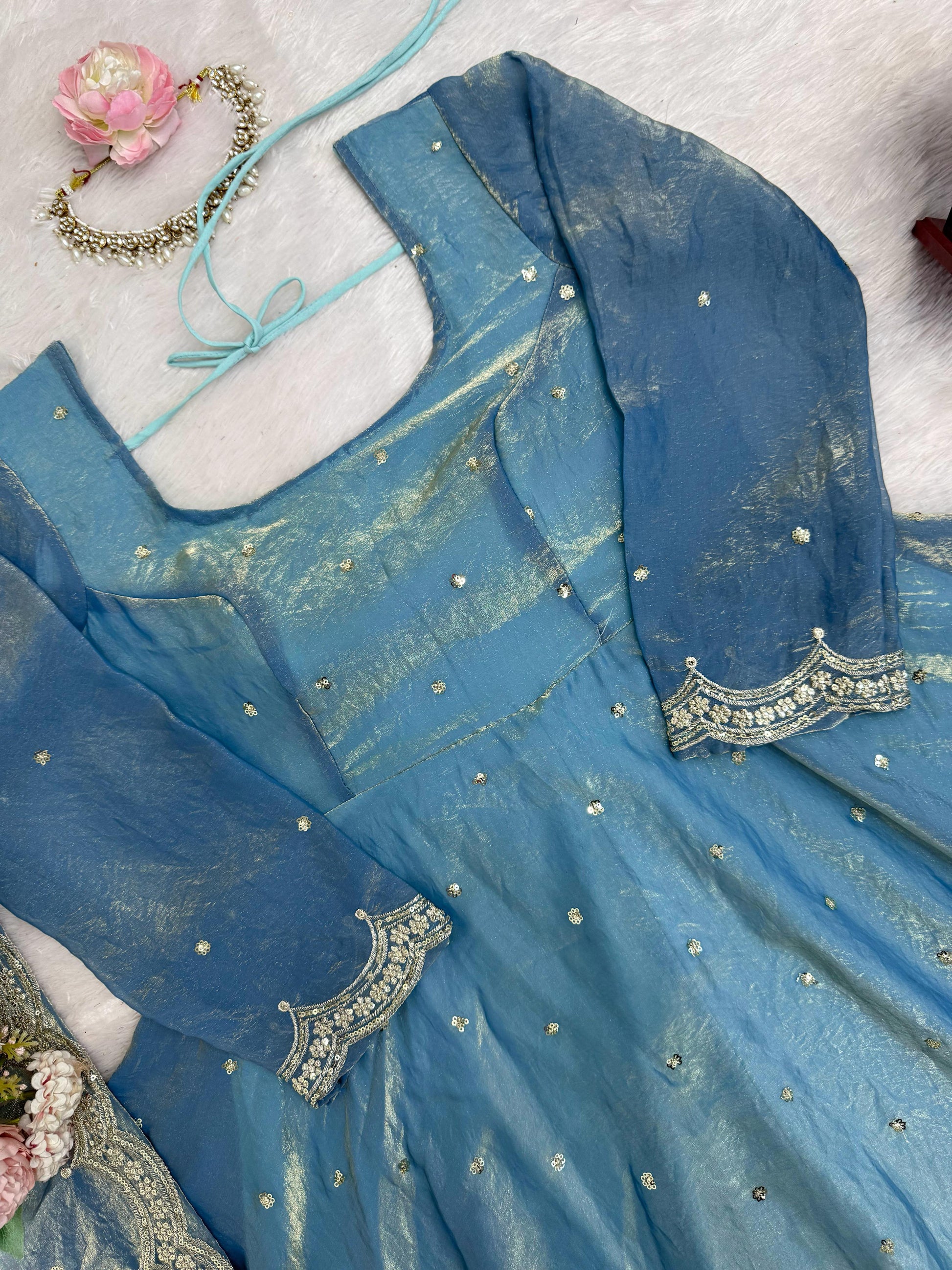 Classic Blue Festive and  Party Wear Anarkali Gown Dress