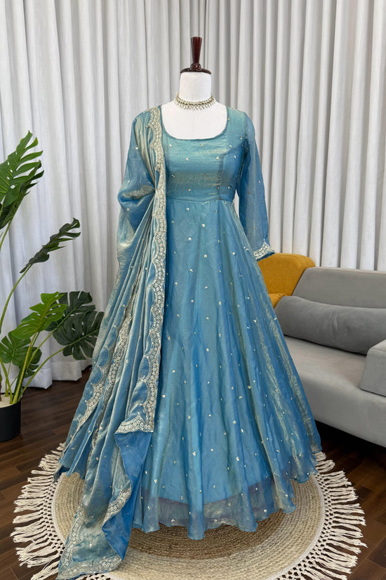Classic Blue Festive and  Party Wear Anarkali Gown Dress
