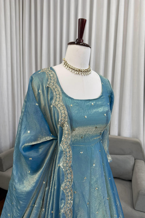 Classic Blue Festive and  Party Wear Anarkali Gown Dress