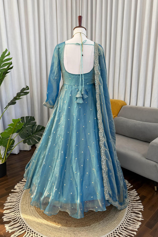 Classic Blue Festive and  Party Wear Anarkali Gown Dress