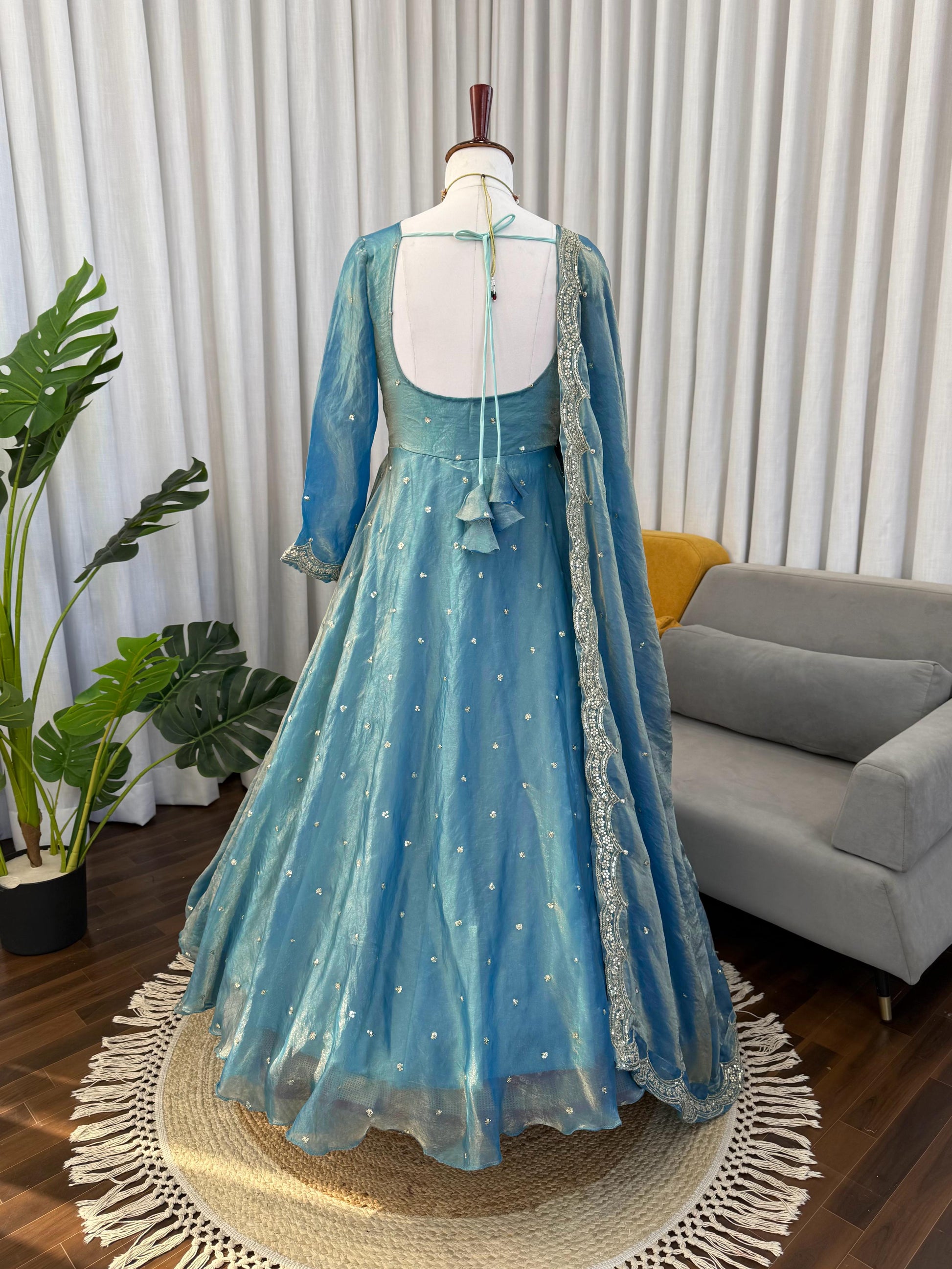 Classic Blue Festive and  Party Wear Anarkali Gown Dress