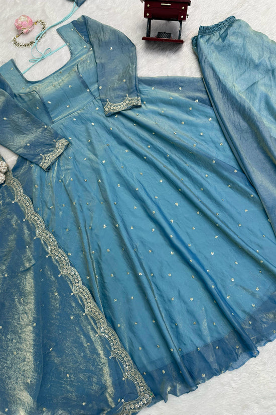Classic Blue Festive and  Party Wear Anarkali Gown Dress