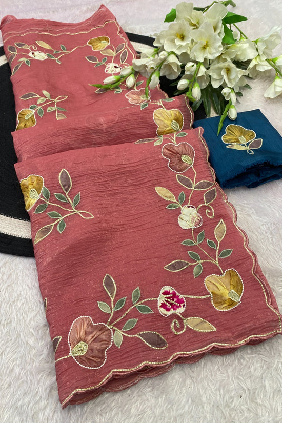 Star georgette with beautiful hand work saree