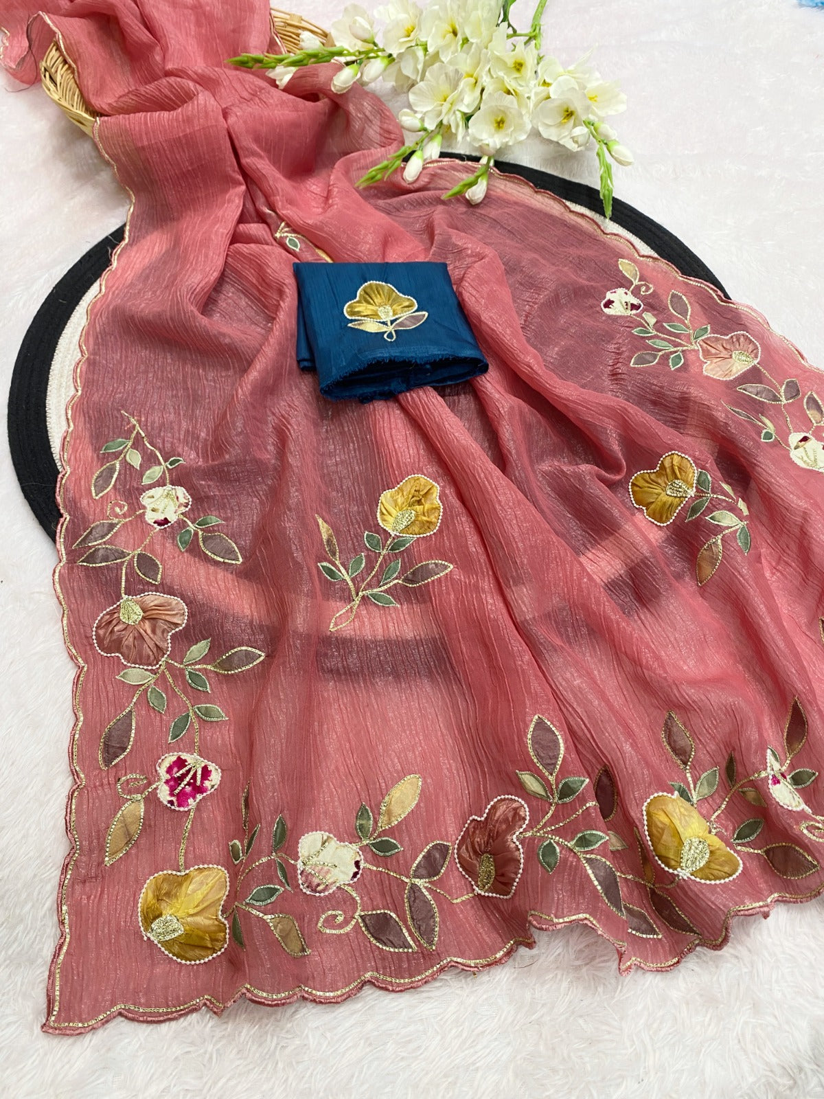 Star georgette with beautiful hand work saree