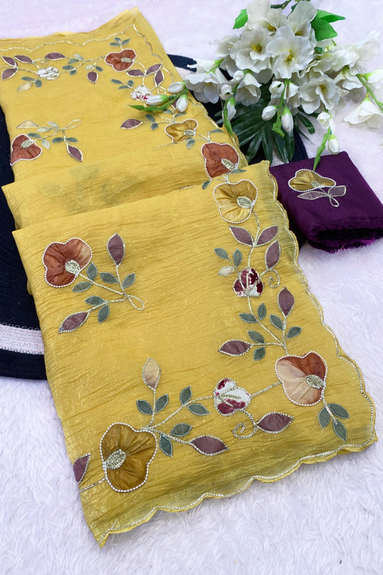 Star georgette with beautiful hand work saree