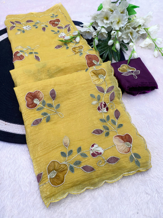 Star georgette with beautiful hand work saree